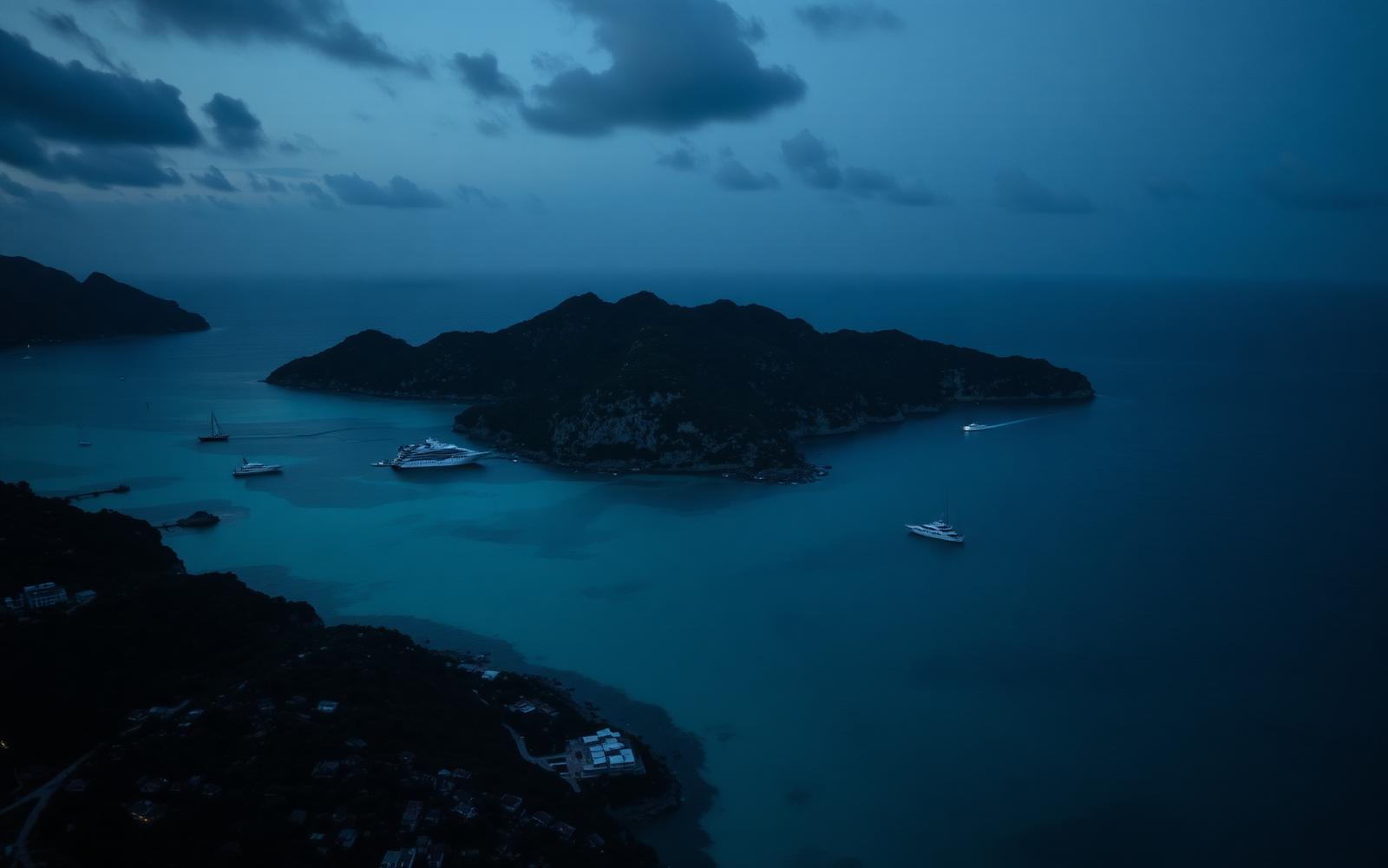The British Virgin Islands at dusk